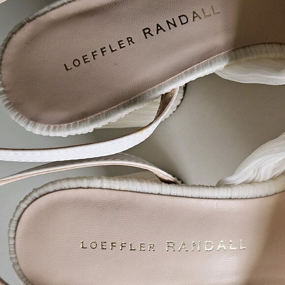 Loeffler Randall Camellia Pleated Bow Rhinestone Ivory Heels Sandals - Picture 12 of 14